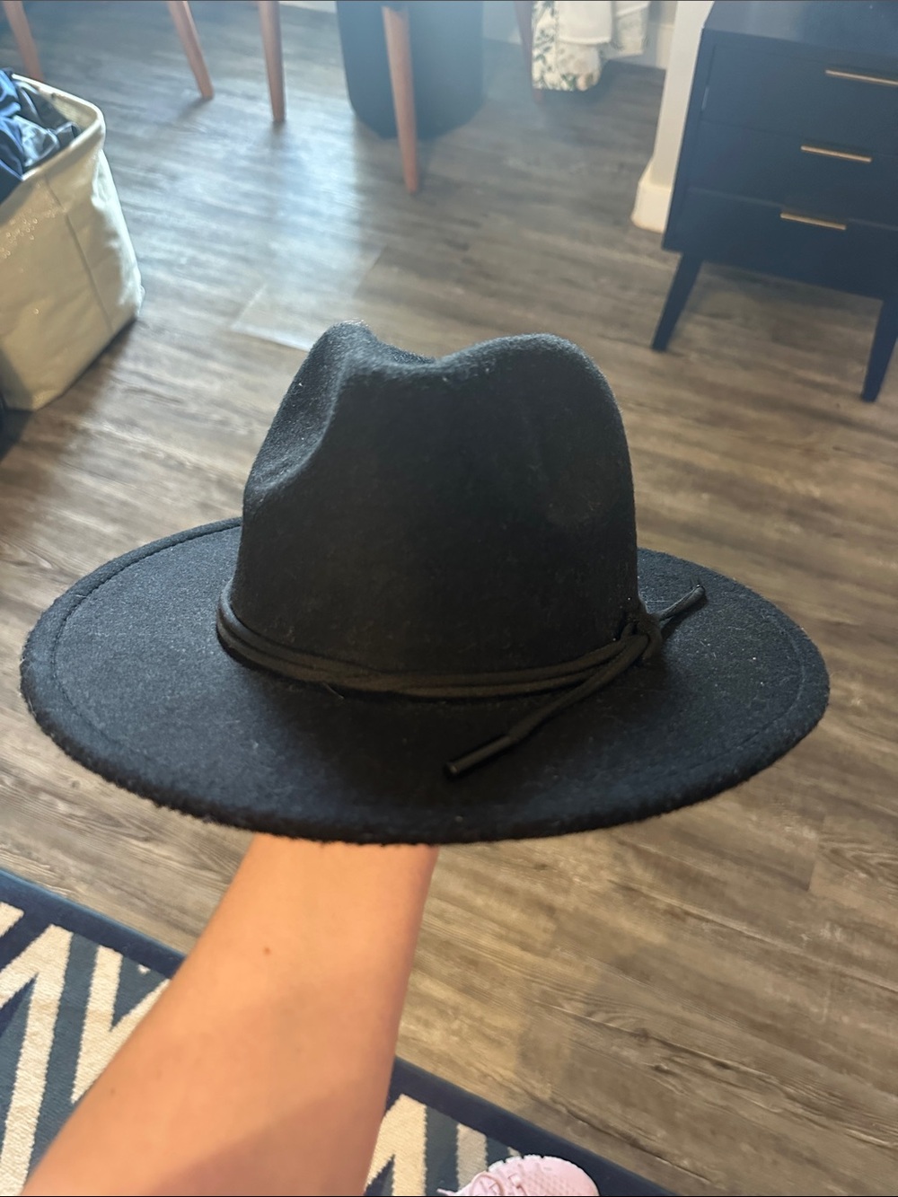 Black Wide-Brim Felt Hat